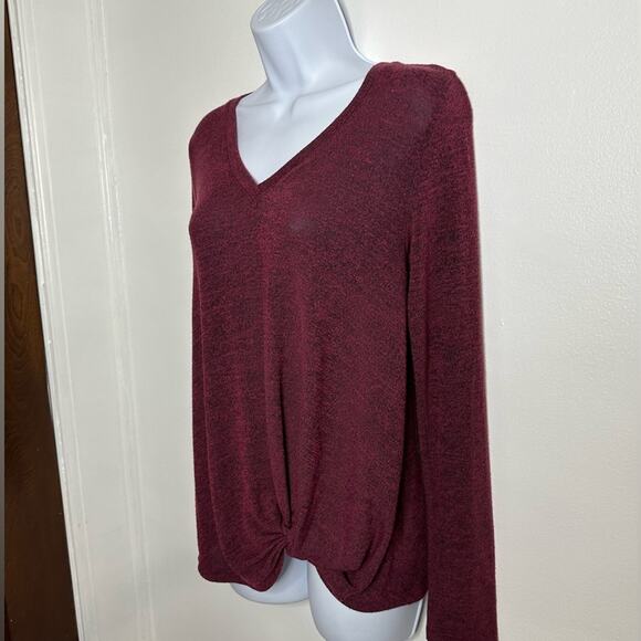 XS ANTHROPOLOGIE Sunday in Brooklyn Twist Front Top, V-Neck, Maroon, Boho - Picture 4 of 11